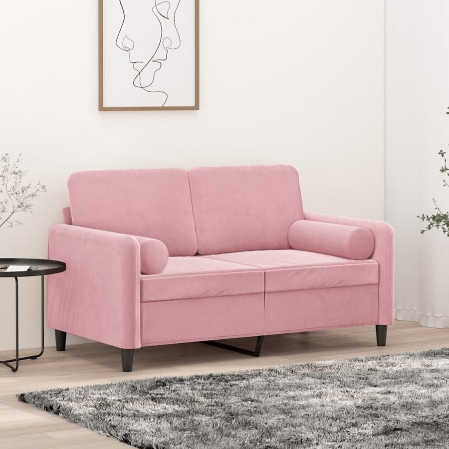 Woonisher Canapé 2 Places avec oreillers décoratifs Rose 120 cm Velours canapé-lit Double Convertible