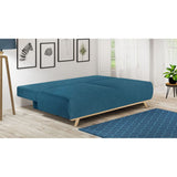 HOMIFAB Canapé Convertible 3 Places avec Coffre de Rangement en Tissu Bleu Canard - Laria