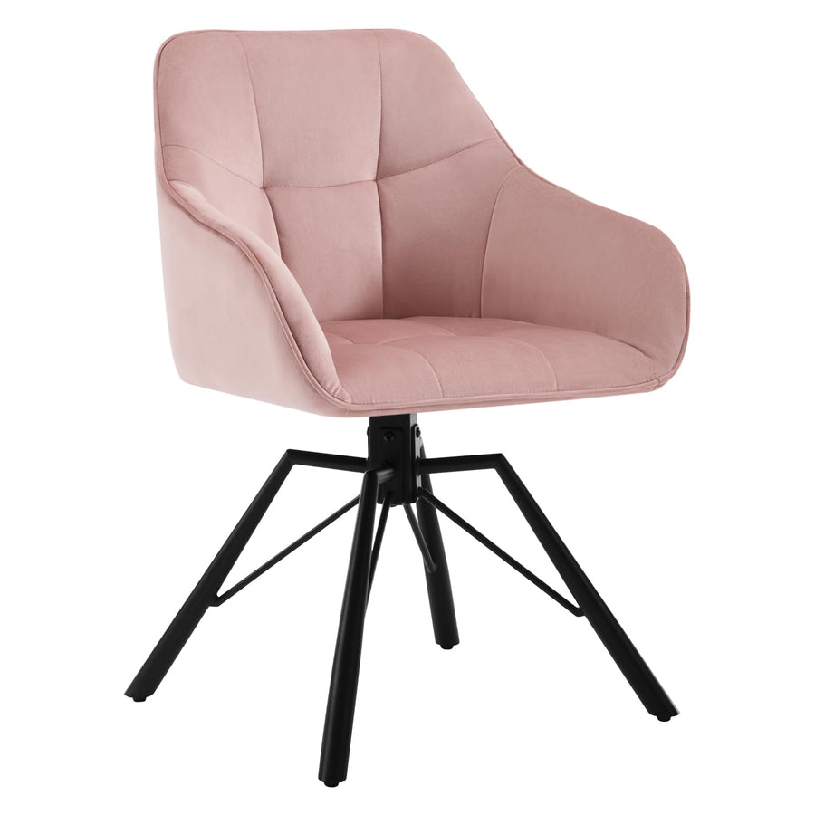 WOLTU Chaise Pivotante à 360°, Chaise Salle à Manger, Chaise Scandinave, Chaise de Cuisine, Fauteuil Salle à Manger, en Velours, Assise Rembourrée, Pieds en Métal, Rose, BH365rs-1