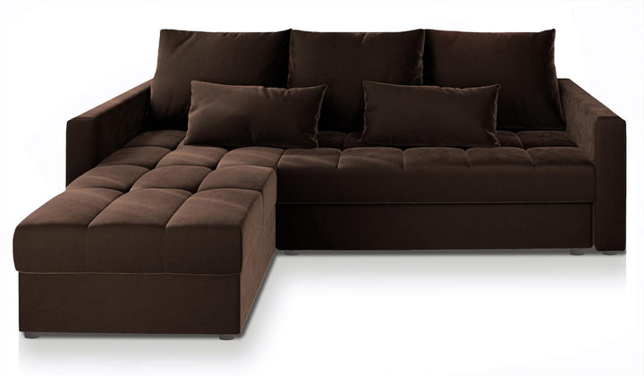 Masseno Canapé d Masseno Canapé d'angle KOS PIK avec Fonction Couchage Forme en L, Moderne, avec Coffre de Rangement, Ensemble canapé de Salon - Marron