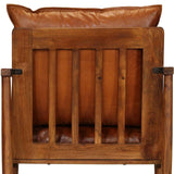 vidaXL Fauteuil Cuir Véritable avec Bois d'Acacia Marron Salle de Séjour Salon