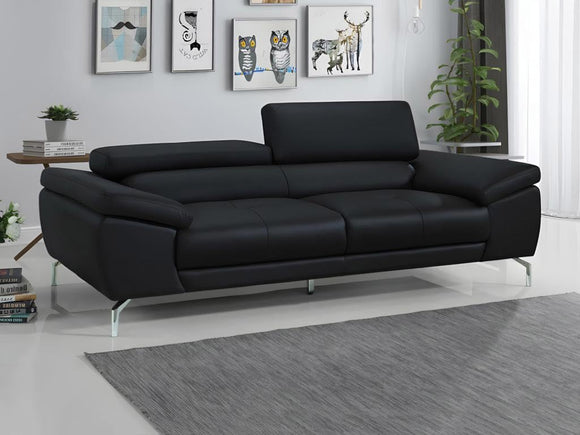 Vente-unique - Canapé 3 Places en Cuir de Buffle Gretel - Noir