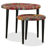 Teenpull Lot de 2 tables basses faites à la main avec des détails chindi colorés - Tables gigognes rondes en acier pour salon - Tables de rangement uniques - Multicolore