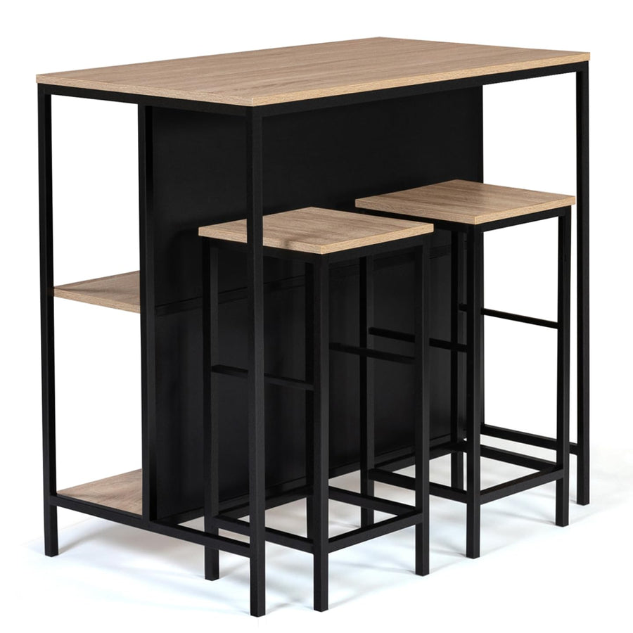 IDMarket - Ensemble Table de Bar îlot Detroit et 2 tabourets Design Industriel IDMarket - Ensemble Table de Bar îlot Detroit et 2 tabourets Design Industriel