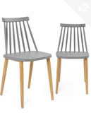 KAYELLES Lot de 2 - Chaise de Cuisine à barreaux bistrot café rétro scandinave, Pieds métal façon Bois Clair BAO (Gris)