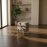 ECHTWERK Pouf Logan, avec Espace de Rangement, Couvercle Amovible, Coffre de Rangement Rond, avec Pieds en Bois, adapté à la Chambre à Coucher et au Salon, 40 x 40 x 40 cm, jusqu'à 150 kg, Crème