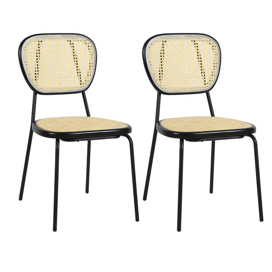 39F FURNITURE DREAM Ensemble de 2 Salle à Manger scandinaves Chaise en rotin Naturel et Structure en métal Noir, Pourri, Nature, 45x51x84cm 39F FURNITURE DREAM Ensemble de 2 Salle à Manger scandinaves Chaise en rotin Naturel et Structure en métal Noir, Pourri, Nature, 45x51x84cm