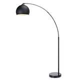 Lampadaire Arquer arc lampe de salon abat-jour pied marbre noir Teamson Home VN-L00013-EU