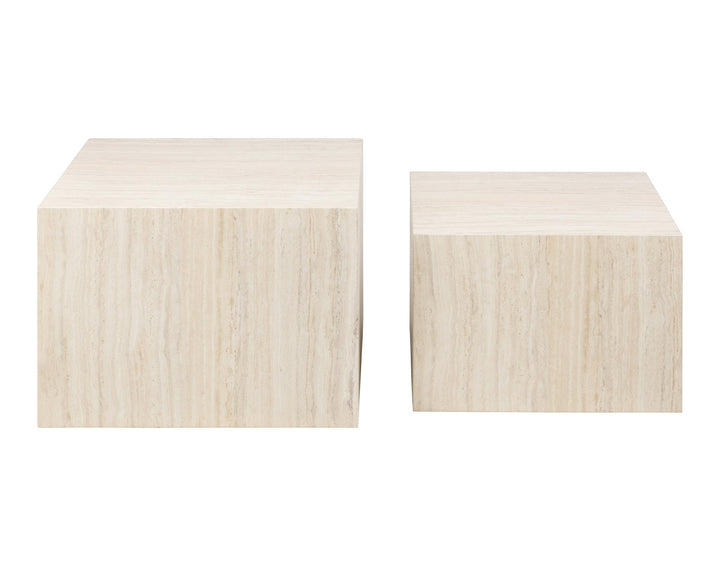 Lisa Design Pueblo - Lot de 2 Tables Basses - Effet travertin - 58 et 50 cm