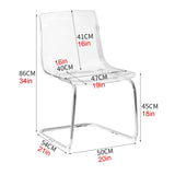 Chaise de salle à manger moderne en acrylique transparent avec cadre en métal, design minimaliste pour salle à manger, salon, bureau – Assise et dossier orange élégants