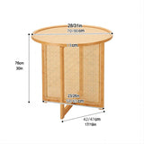 Table de Salle À Manger Ronde Moderne du Milieu du Siècle en Bambou, Conception de Piédestal Rustique en Rotin pour Les Petits Espaces, peut Accueillir 2 À 4 Personnes(Color:Brown,Size:80cm/31in)