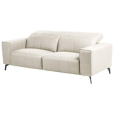 Beliani Canapé Moderne en Tissu 3 Places Appuie-Tête Réglable Dossier Rabattable Pieds en Métal Beige Clair Ommel
