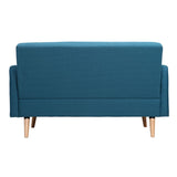 Miliboo Canapé scandinave 2 Places en Tissu Bleu Canard et Bois Clair Ulla