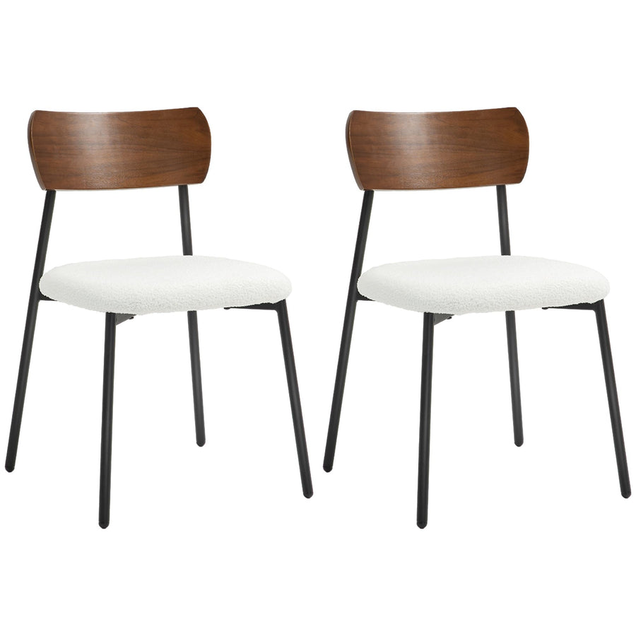 HOMCOM Lot de 2 chaises Salle à Manger Chaise de Cuisine Vintage Chaise de Salon rembourrée avec Assise Effet Bouclette, Dossier courbé Effet Bois pour Salon, Salle à Manger, Chambre, crème et Marron HOMCOM Lot de 2 chaises Salle à Manger Chaise de Cuisine Vintage Chaise de Salon rembourrée avec Assise Effet Bouclette, Dossier courbé Effet Bois pour Salon, Salle à Manger, Chambre, crème et Marron