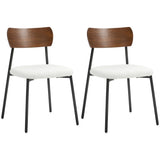 HOMCOM Lot de 2 chaises Salle à Manger Chaise de Cuisine Vintage Chaise de Salon rembourrée avec Assise Effet Bouclette, Dossier courbé Effet Bois pour Salon, Salle à Manger, Chambre, crème et Marron