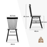 LUE BONA Lot de 2 Chaises de Salle à Manger, Chaise en Bois Massif avec Dossier à Barreaux, Style Windsor Classique pour Cuisine & Salon, Noir