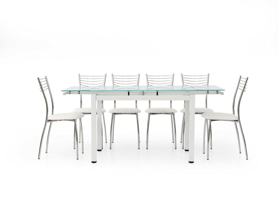 Mar.c.a. Design, Table Extensible, Table Salle à Manger Blanche avec Plateau en Verre, Table à Manger avec Pied de Table Metal - Table a Manger 110x70x76H + 2 Extensions de 30 cm - Made in Italy Mar.c.a. Design, Table Extensible, Table Salle à Manger Blanche avec Plateau en Verre, Table à Manger avec Pied de Table Metal - Table a Manger 110x70x76H + 2 Extensions de 30 cm - Made in Italy