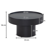 FineBuy Table basse ronde en métal noir 60 x 60 x 36 cm en forme de champignon Petite table d'appoint pour salon moderne