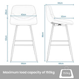 EUGAD Tabouret Bar, Lot de 2, Chaise Haute Cuisine, en Velours, Siège Rembourré, avec Dossier et Repose-Pieds, Pieds en Métal, Vert foncé, 1089BY-2