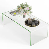 GOPLUS Table Basse Verre Trempé, Table Basse Salon Moderne Minimaliste sans Assemblage, pour Salon, Chambre, Appartement,Charge 30KG108X50X35 CM