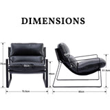 chairus Fauteuil de Loisirs en Cuir PU Modern Chaise de Relaxation pour Salon Fauteuil de Chambre avec Cadre en Métal (Noir)