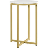 Yaheetech Table d'Appoint Ronde Table de Chevet Diamètre 40 cm avec Dessus en Imitation Marbre Bouts de Canapé pour Salon, Chambre, Couloir Gain de Place