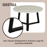 byLIVING Table Basse Cross/Plateau de Table en marbre Blanc/Structure en métal Noir/Table Basse/Table de Salon/Table Ronde/diamètre 75 x Hauteur 46 cm