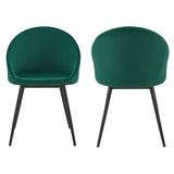 Happy Garden Lot de 2 chaises Vintage Diane en Velours Vert, Pieds en métal