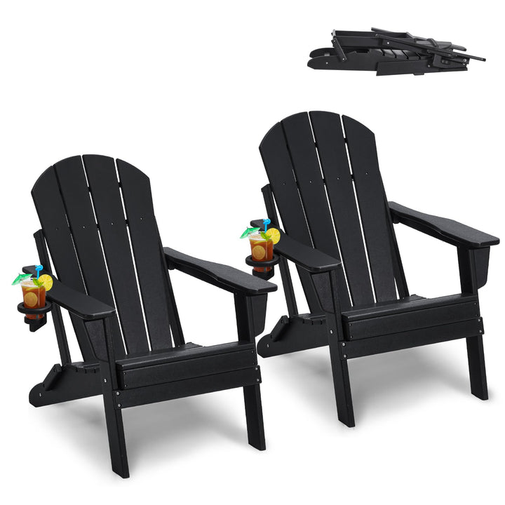 VEVOR Chaise Adirondack en Plastique, Lot de 2, Fauteuil de Jardin Pliant Portable, Charge 181,4 kg, avec Porte-Gobelet, Accoudoir Relaxant, pour Toutes Saisons, Extérieur, Patio, Arrière-Cour, Noir VEVOR Chaise Adirondack en Plastique, Lot de 2, Fauteuil de Jardin Pliant Portable, Charge 181,4 kg, avec Porte-Gobelet, Accoudoir Relaxant, pour Toutes Saisons, Extérieur, Patio, Arrière-Cour, Noir