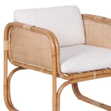 Casa Moro BIMA CF2221 Fauteuil en rotin avec 2 coussins et accoudoirs extra large en rotin naturel | Chaise rétro bohème chic pour jardin, terrasse, salle à manger