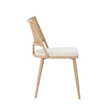 Merax Lot de 2 Chaises de Salle à Manger, Chaises de Cuisine avec Siège en Polyuréthane et Dossier en Rotin, Chaise Rembourrée pour Salle à Manger, Salon et Chambre à Coucher, Pieds en Métal, Beige