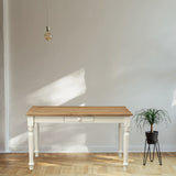 Biscottini Table de Bureau Bois 140x80x80 cm - Table de Cuisine en Tilleul Massif - Table à Manger pour intérieur et extérieur - Table en Bois Massif avec tiroir