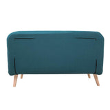 Miliboo Chauffeuse 2 Places Convertible en Tissu Bleu Canard et Bois Clair AMIKO