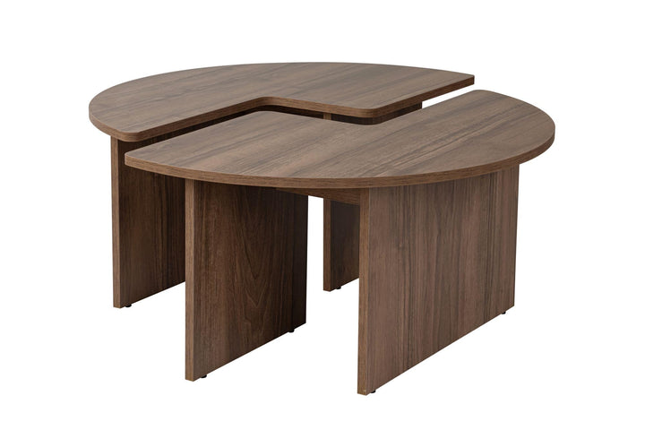 Élégante Table à café en Noyer, diamètre : 90 cm, Hauteur : 41 cm, 100% mélamine, épaisseur : 18 mm, élégante et Durable pour Les espaces de Vie Modernes Élégante Table à café en Noyer, diamètre : 90 cm, Hauteur : 41 cm, 100% mélamine, épaisseur : 18 mm, élégante et Durable pour Les espaces de Vie Modernes