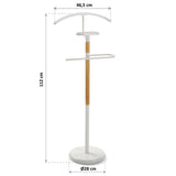 Versa Holstebro Valet de Nuit Multifonctionnel avec 2 Perchoirs Penderie pour Vêtements Homme ou Femme Valet de Chambre, Dimensions (H x l x L) 112 x 28,8 x 46,5 cm, Métal et Bois, Couleur: Blanc