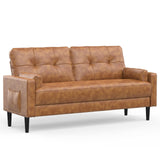 Aotumm Ciort Canapé 2 places, moderne avec coussins épais, 2 oreillers et 2 poches de rangement, canapé en cuir confortable pour salon, chambre à coucher, bureau, montage facile, petit canapé 2 places