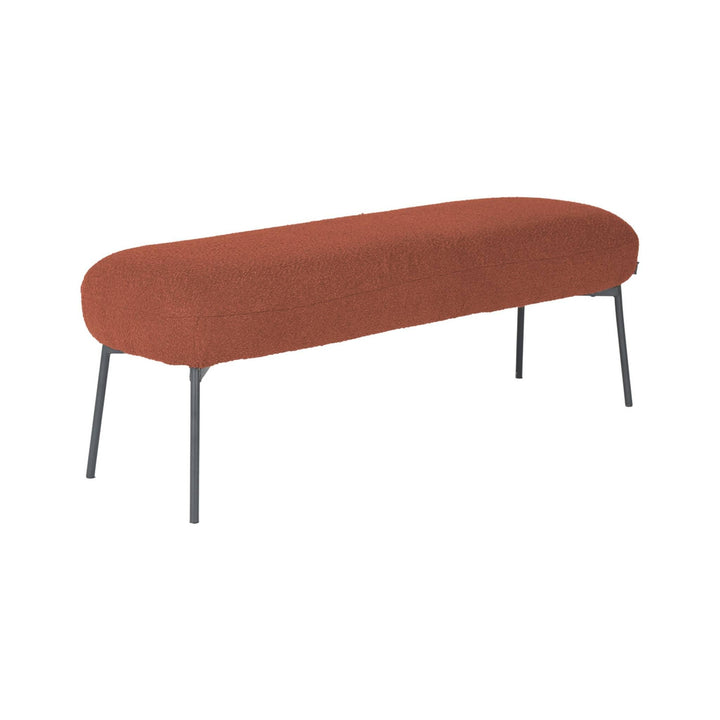 sweeek - Banc. Bout de lit avec revêtement Bouclette texturée. Rouille. Pieds en métal Noir. L 120 x P 41 x H 42.5cm