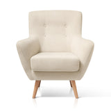 SUENOSZZZ-ESPECIALISTAS DEL DESCANSO Fauteuil nordique IZAN une place, fauteuil tapissé en tissu anti-taches, couleur beige