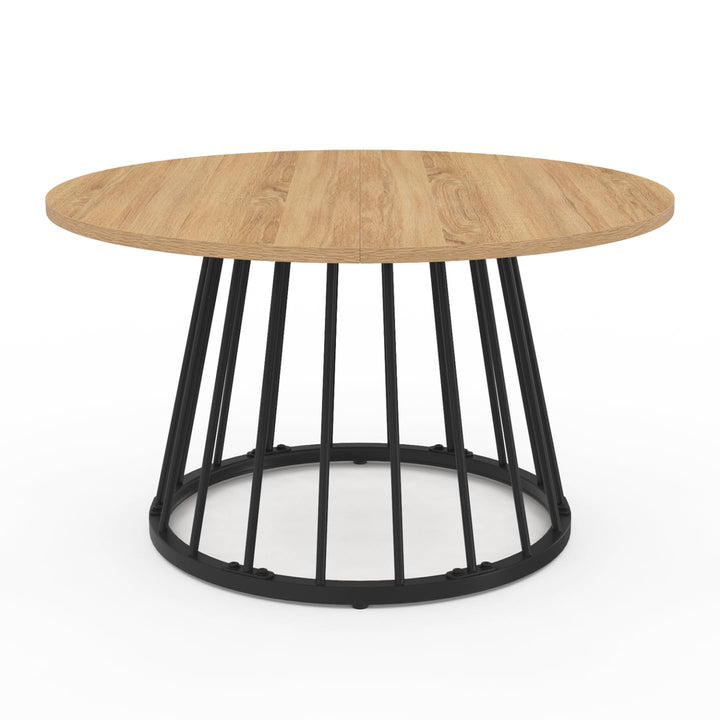 IDMarket - Table Basse Ronde Yuna 70 cm Plateau Bois et Pied Filaire en métal Noir