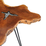 vidaXL Table Basse Table d'Appoint Table de Salon Bout de Canapé Maison Intérieur Salle de Séjour 70x45 cm Polyrésine Bois de Teck Massif