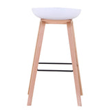 BenyLed Lot de 2 Tabourets de Bar avec Assise en Polypropylène et Pieds en Bois de Hêtre, Hauteur de l’Assise 70 cm, Blanc