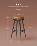 VASAGLE EKHO Collection - Tabouret de Bar Pivotant à 360°, Lot de 2, Hauteur de Bar, PU avec Coutures, Style Moderne Mi-siècle, Hauteur 76 cm, pour Cuisine, Bar, Montage Facile, Marron Caramel