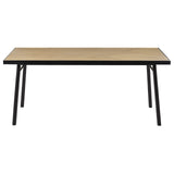 Table de Salle à Manger en MDF et Bois d'Hévéa Clair et Noir 180 x 90 cm Ivorie