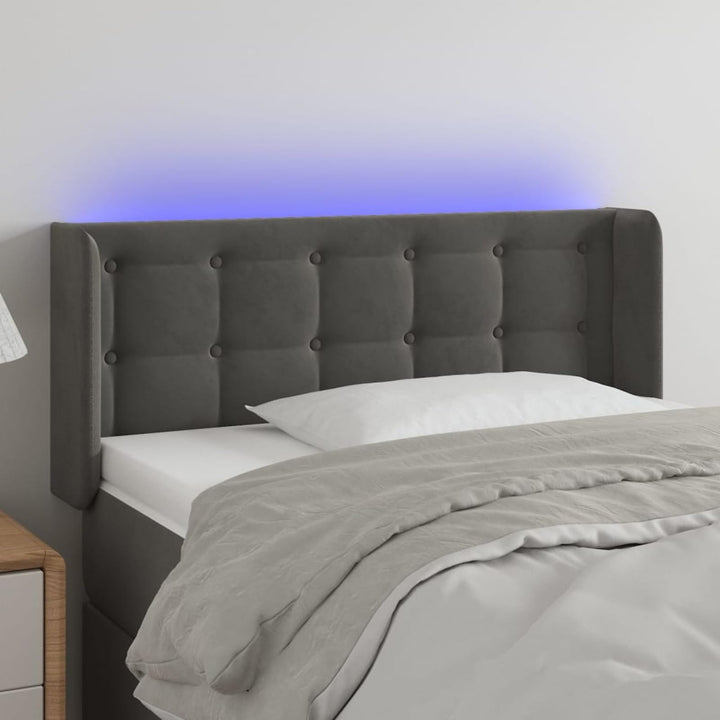 Homgoday Tête de lit à LED gris foncé 93 x 16 x 78/88 cm en velours, tête de lit, tête de lit double, dossier pour lit et canapé Model3123707