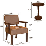 EOSVALO Ensemble de Trois Fauteuil à accoudoirs en Bois Solide, Fauteuils de Salon Moderne de Milieu de siècle, Confortable pour Salon/Bureau/étude (Marron Cuir, 1 Chaise)