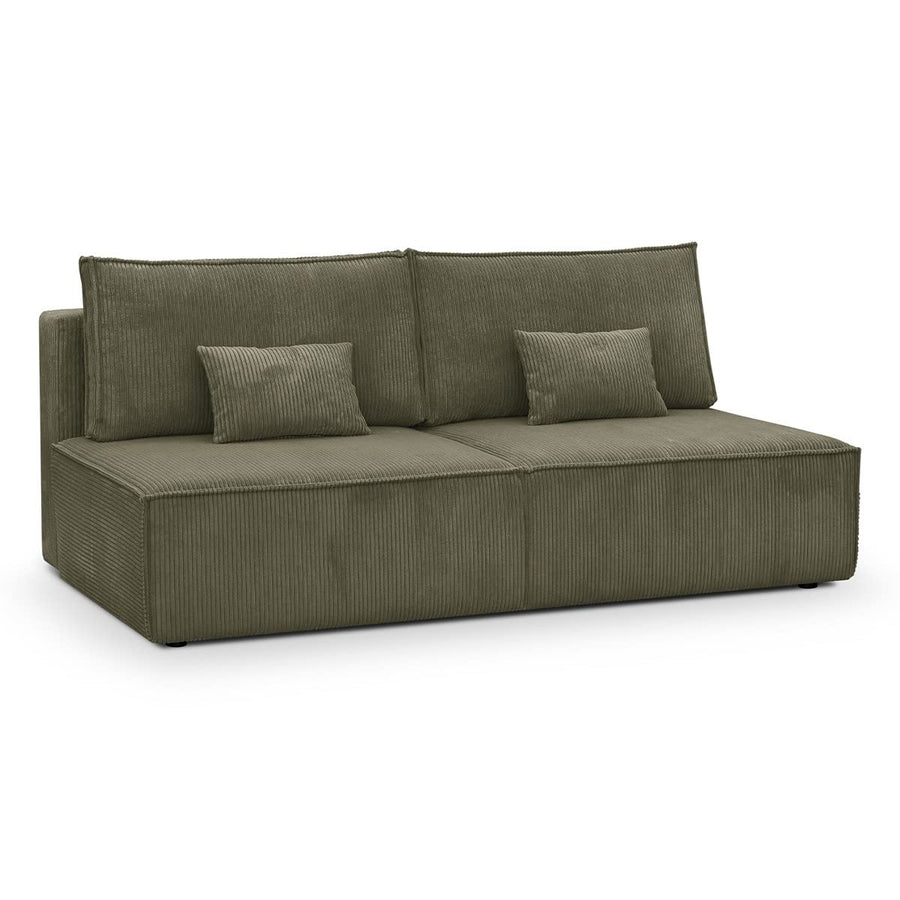 HOMIFAB Canapé Convertible 3 Places avec Coffre de Rangement en Velours côtelé Vert Kaki - Milla