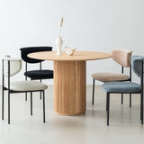 Table de salle à manger ronde en bois de pin avec socle en bois – Parfaite pour la cuisine, la salle à manger ou le restaurant – Design élégant et simple en bois massif – Idéal pour les pauses café de