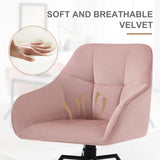 WOLTU Chaise Pivotante à 360°, Chaise Salle à Manger, Chaise Scandinave, Chaise de Cuisine, Fauteuil Salle à Manger, en Velours, Assise Rembourrée, Pieds en Métal, Rose, BH365rs-1