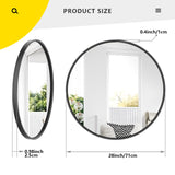 Yumyolk Miroir Mural Ø70cm, Cadre Noir, Miroir Rond en Métal, Miroir Décoratif, Miroir Maquillage Moderne, Miroir Suspendu pour Salle de Bain, Chambre, Salon, Couloir