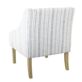 HomePop Fauteuil d'appoint en velours avec accoudoirs Swoop, rayures bleues et blanches